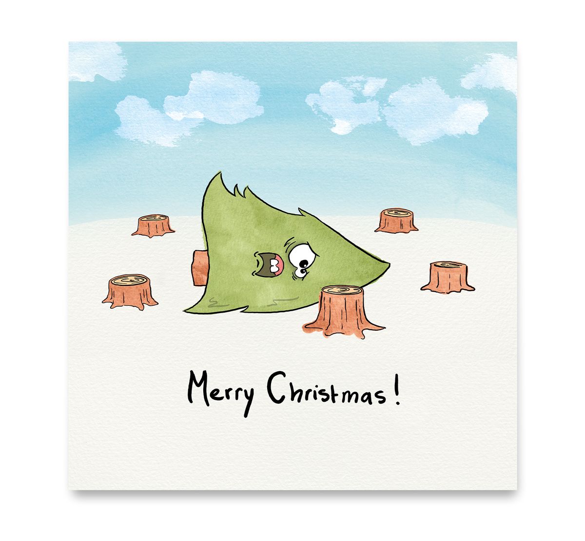 Handgemaakte wenskaart - Kerstboom met stronk - Mags Up Your Mind